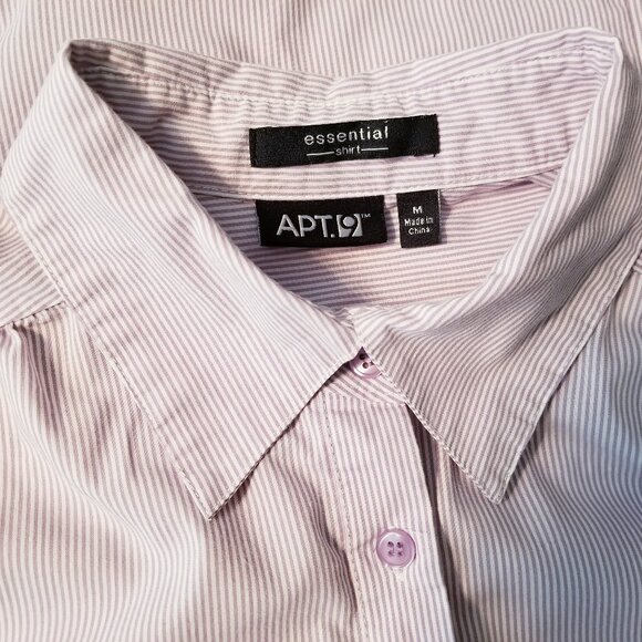 Apt 9 Lavender Pin Striped Button Front Blouse Puff Sleeves Women's Size Medium - Picture 8 of 8